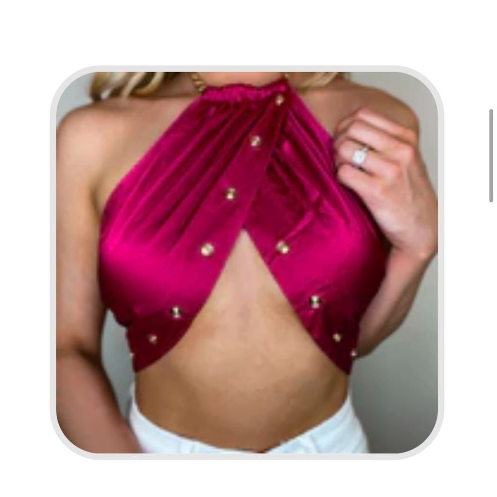 Chain Smokin’ Magenta Halter Top from Punchy Blonde
